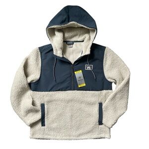 Hurley Men’s Half Zip Sherpa Anorak Hoodie Bone/Navy